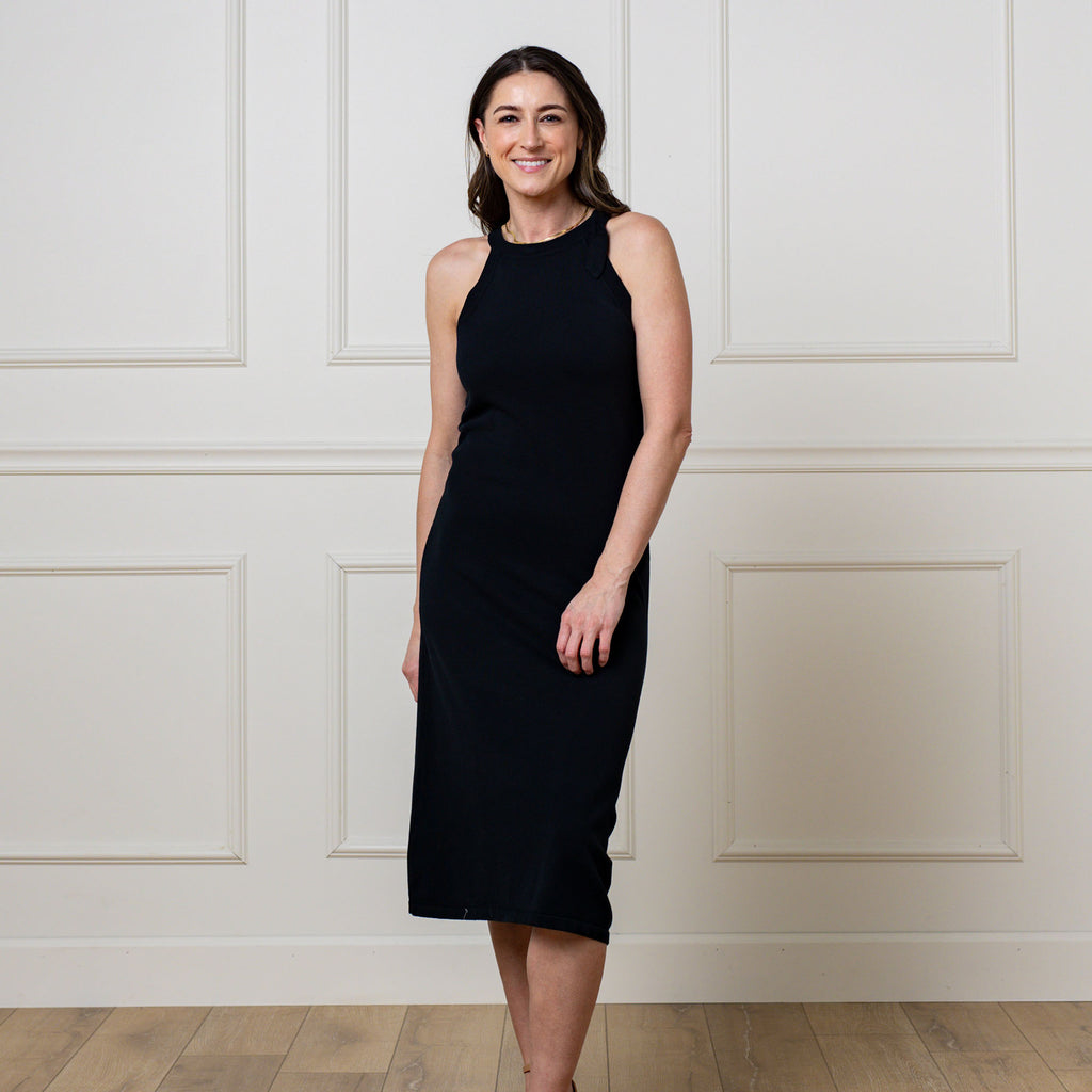 Halter Tie Knit Sweater Dress 10 / Black