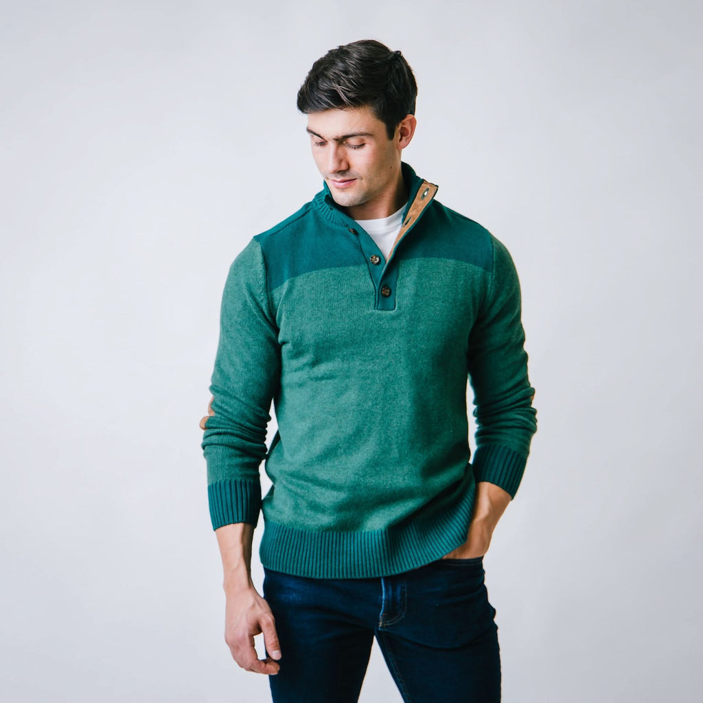 Contrast Sweater with Elbow Patches