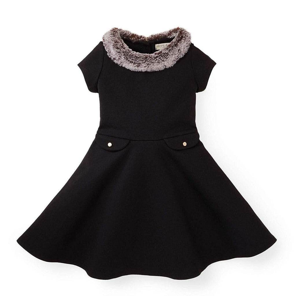 ponte dress Fit and Flare Ponte Dress with Faux Fur