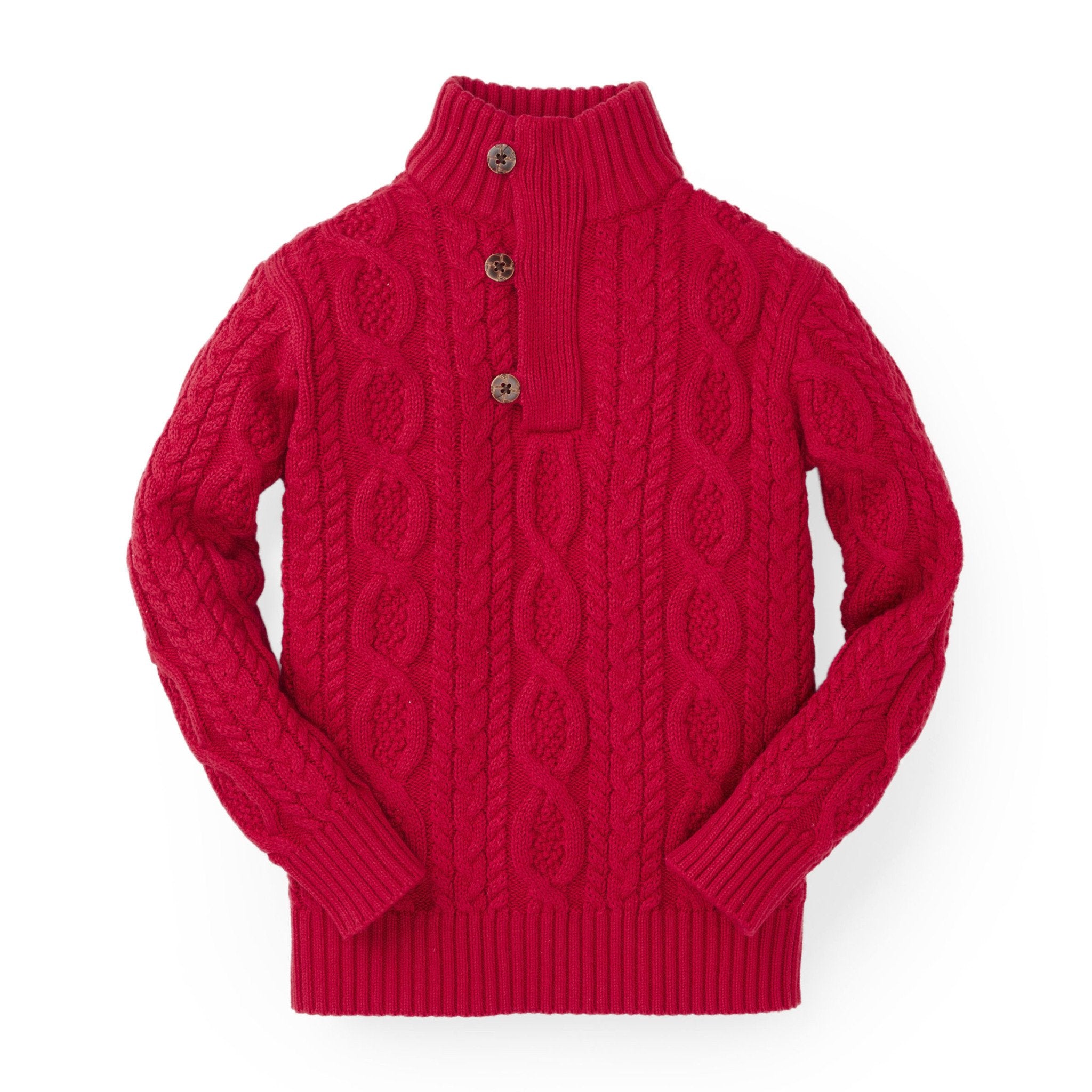 Mock Neck Cable Sweater with Buttons | Hope & Henry Boy