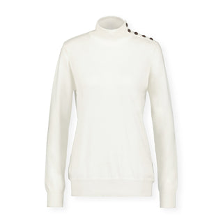 Mock Neck Sweater with Button Detail - Hope & Henry Women
