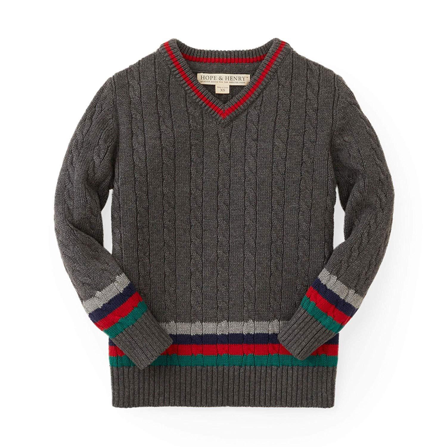 V-Neck Cable Sweater | Hope & Henry Boy