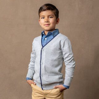 Tipped Cardigan with Elbow Patches - Baby