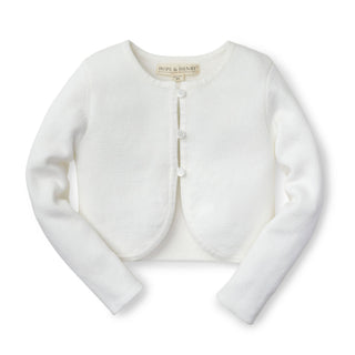 GIRLS White Organic Curved Hem Cardigan