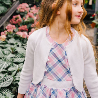 GIRLS White Organic Curved Hem Cardigan