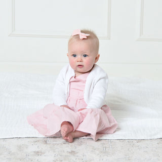 GIRLS White Organic Curved Hem Cardigan