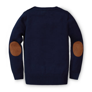 GIRLS Navy Organic Horse Intarsia Sweater
