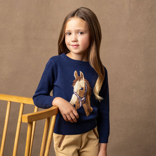 Horse Intarsia Pullover Sweater - Hope & Henry Girl