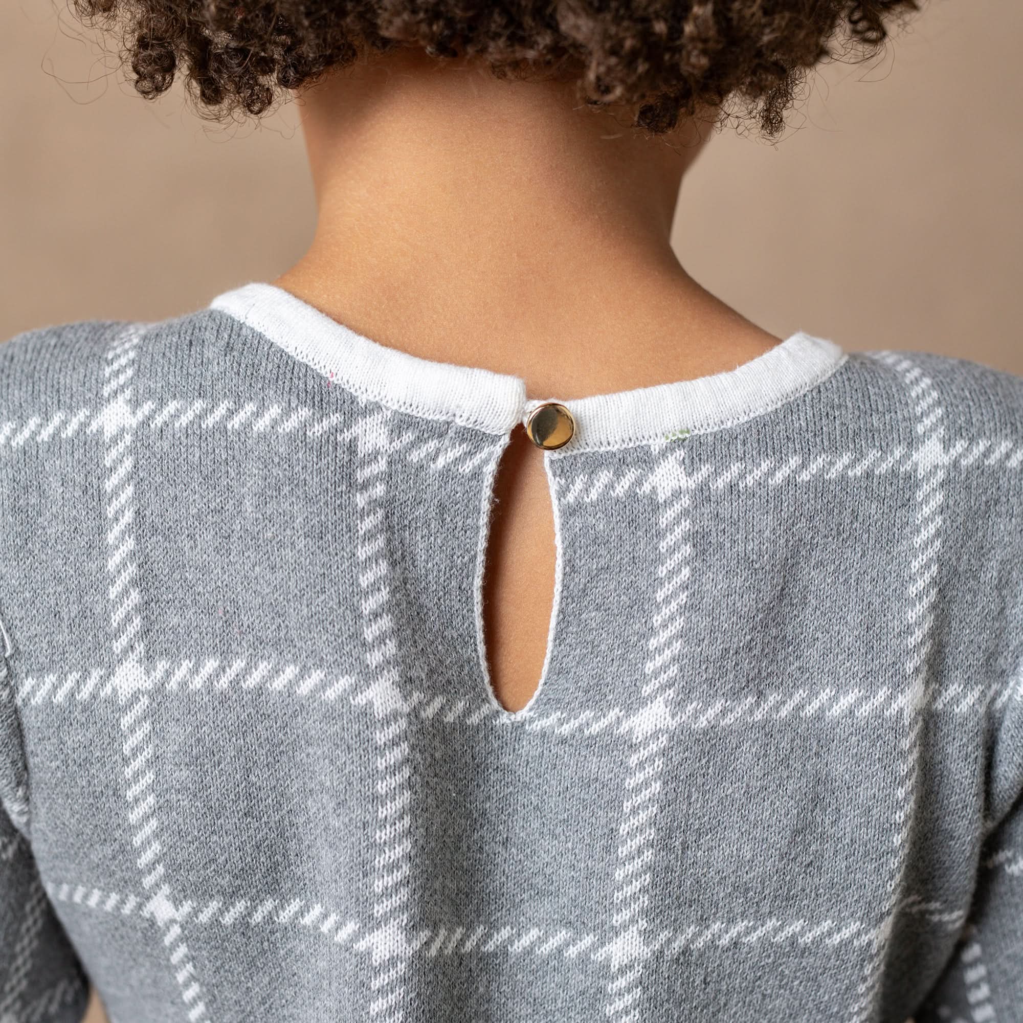 Hope & Henry Girls' Bow Detail Sweater Dress (Dark Gray Windowpane, 4) Hope & Henry Girls' Bow Detail Sweater Dress (Dark Gray Windowpane, 4)