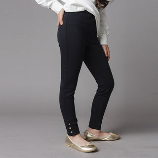 GIRLS Black Button Cuff Button Cuff Ponte Pant