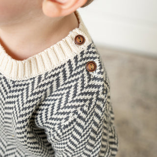 Crewneck Pullover Organic Sweater with Elbow Patches - Hope & Henry Boy