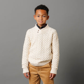 Shawl Collar Organic Cable Sweater