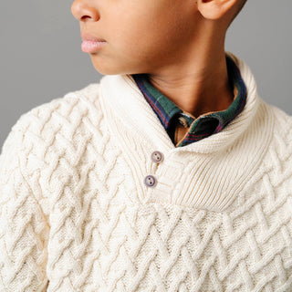 Shawl Collar Organic Cable Sweater