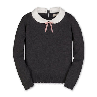 French Look Sweater with Collar and Bow - Hope & Henry Girl