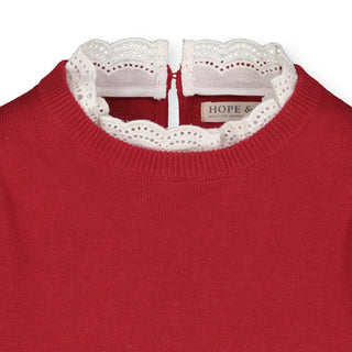Lace Trim French Sweater - Hope & Henry Girl