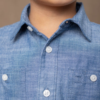 Organic Chambray Button Down Shirt - Baby - Hope & Henry Baby