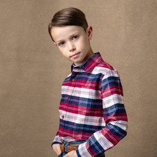 Brushed Flannel Organic Button Down Shirt - Hope & Henry Boy