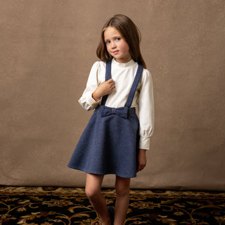 Fleece Bow Front Suspender Skirt - Hope & Henry Girl