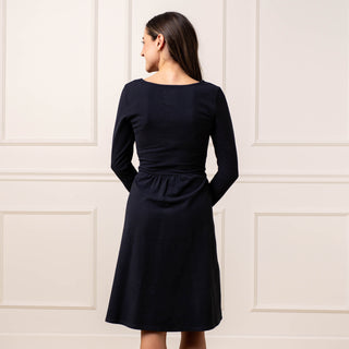 Long Sleeve Tie-Waist Knit Dress