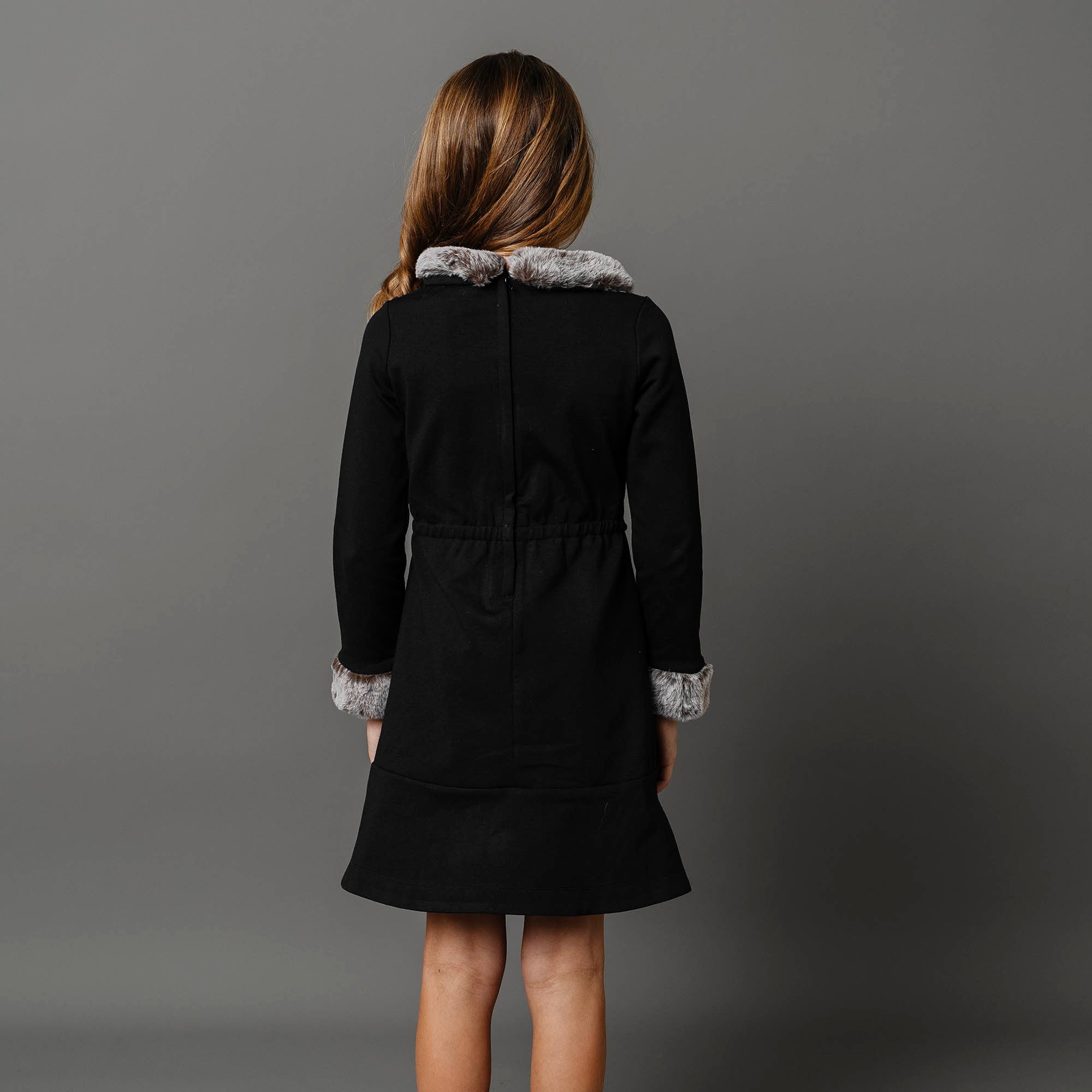 Long Sleeve Ponte Dress with Faux Fur Hope & Henry Long Sleeve Ponte Dress with Faux Fur Hope & Henry