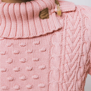 Split Neck Bobble Organic Sweater - Hope & Henry Girl