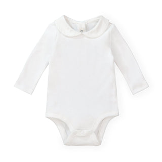 LAYETTE Soft White Organic Peter Pan Collar Bodysuit