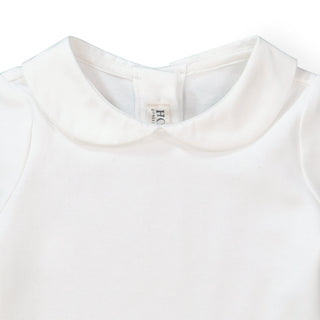LAYETTE Soft White Organic Peter Pan Collar Bodysuit