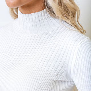 Mock Neck Rib Knit Sweater - Hope & Henry Women