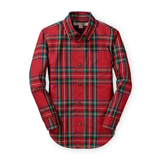BOYS Red Holiday Tartan Organic Stretch Poplin Shirt