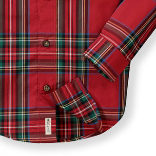 BOYS Red Holiday Tartan Organic Stretch Poplin Shirt