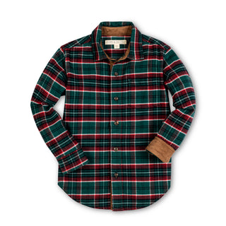 Organic Flannel Shirt with Suede Detail