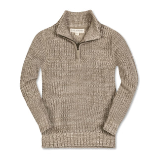 BOYS Taupe Marl Organic Half Zip Sweater