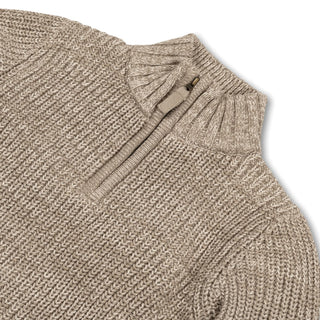 BOYS Taupe Marl Organic Half Zip Sweater
