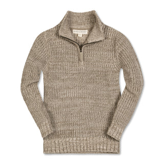 BOYS Taupe Marl Organic Half Zip Sweater