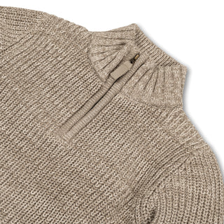 BOYS Taupe Marl Organic Half Zip Sweater