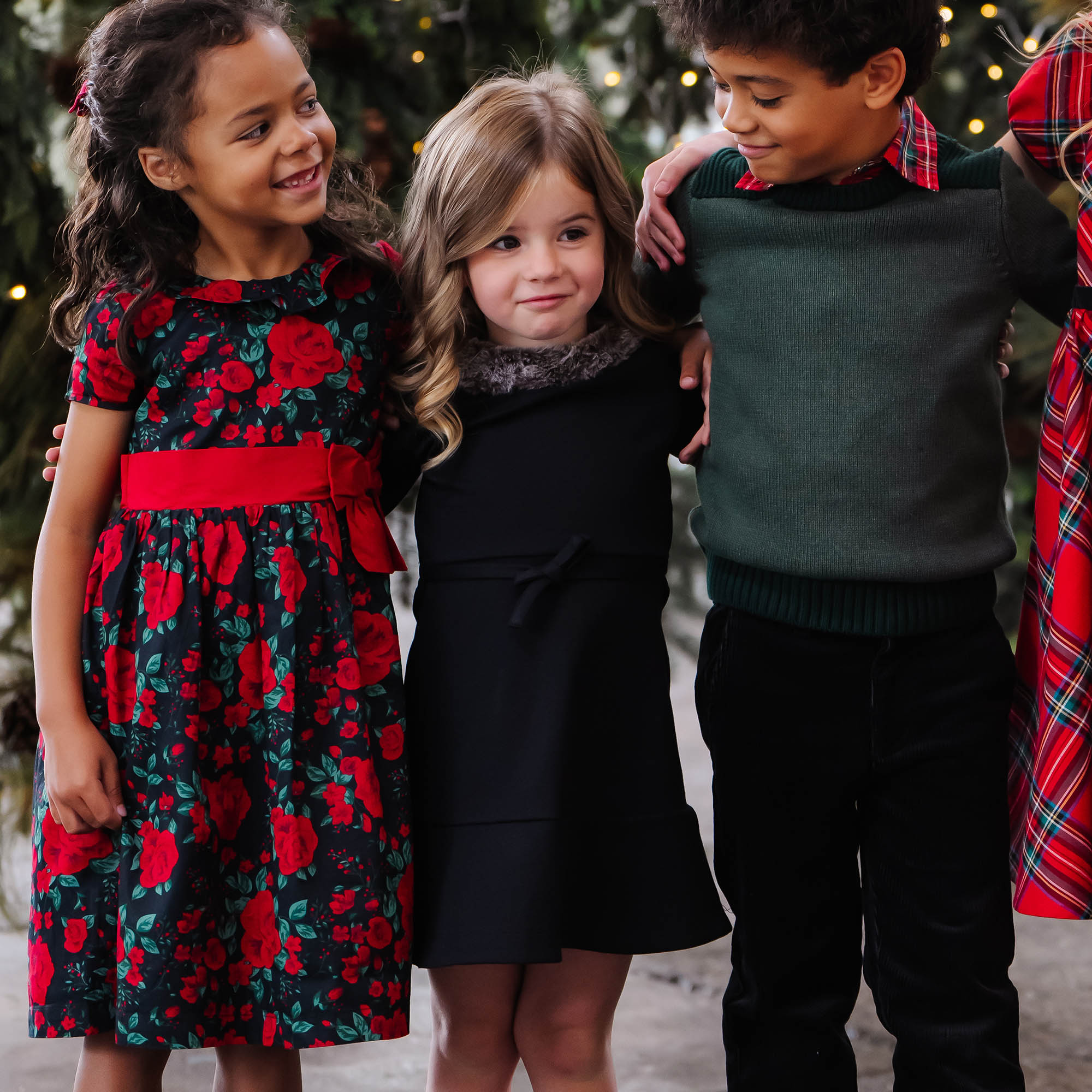 Hope & Henry - Girls Ruffle Collar Organic Party Dress - 4 / Black Holiday Rose Hope & Henry - Girls Ruffle Collar Organic Party Dress - 4 / Black Holiday Rose