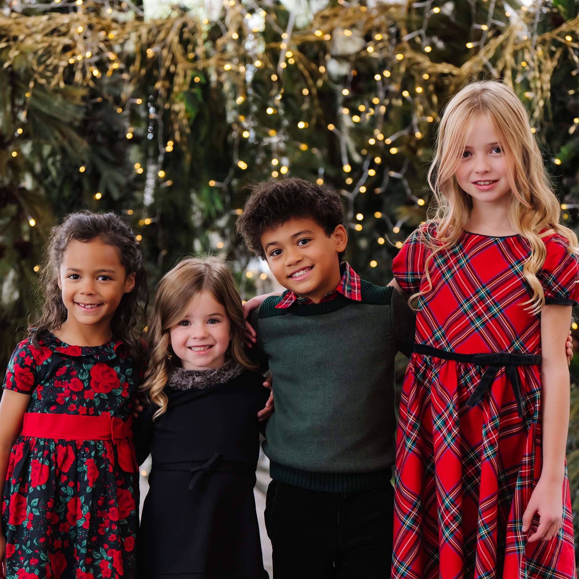 Hope & Henry - Girls Ruffle Collar Organic Party Dress - 4 / Black Holiday Rose Hope & Henry - Girls Ruffle Collar Organic Party Dress - 4 / Black Holiday Rose