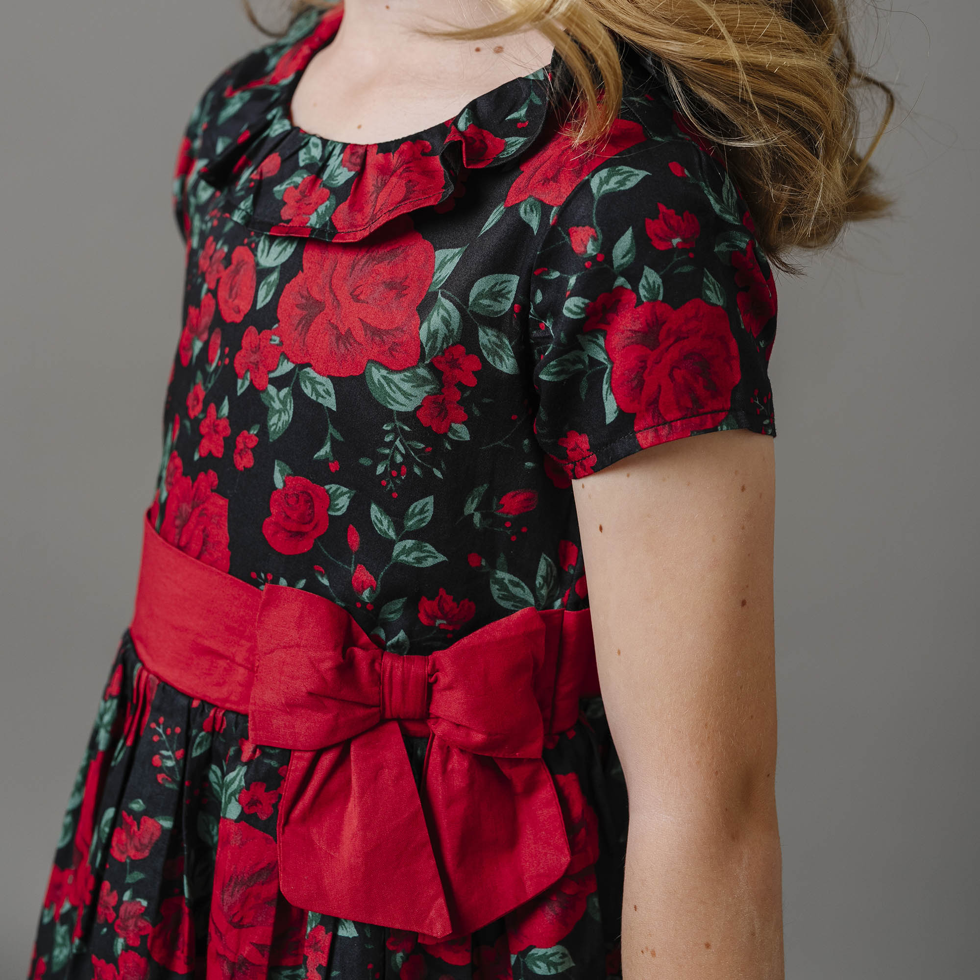 Hope & Henry - Girls Ruffle Collar Organic Party Dress - 4 / Black Holiday Rose Hope & Henry - Girls Ruffle Collar Organic Party Dress - 4 / Black Holiday Rose