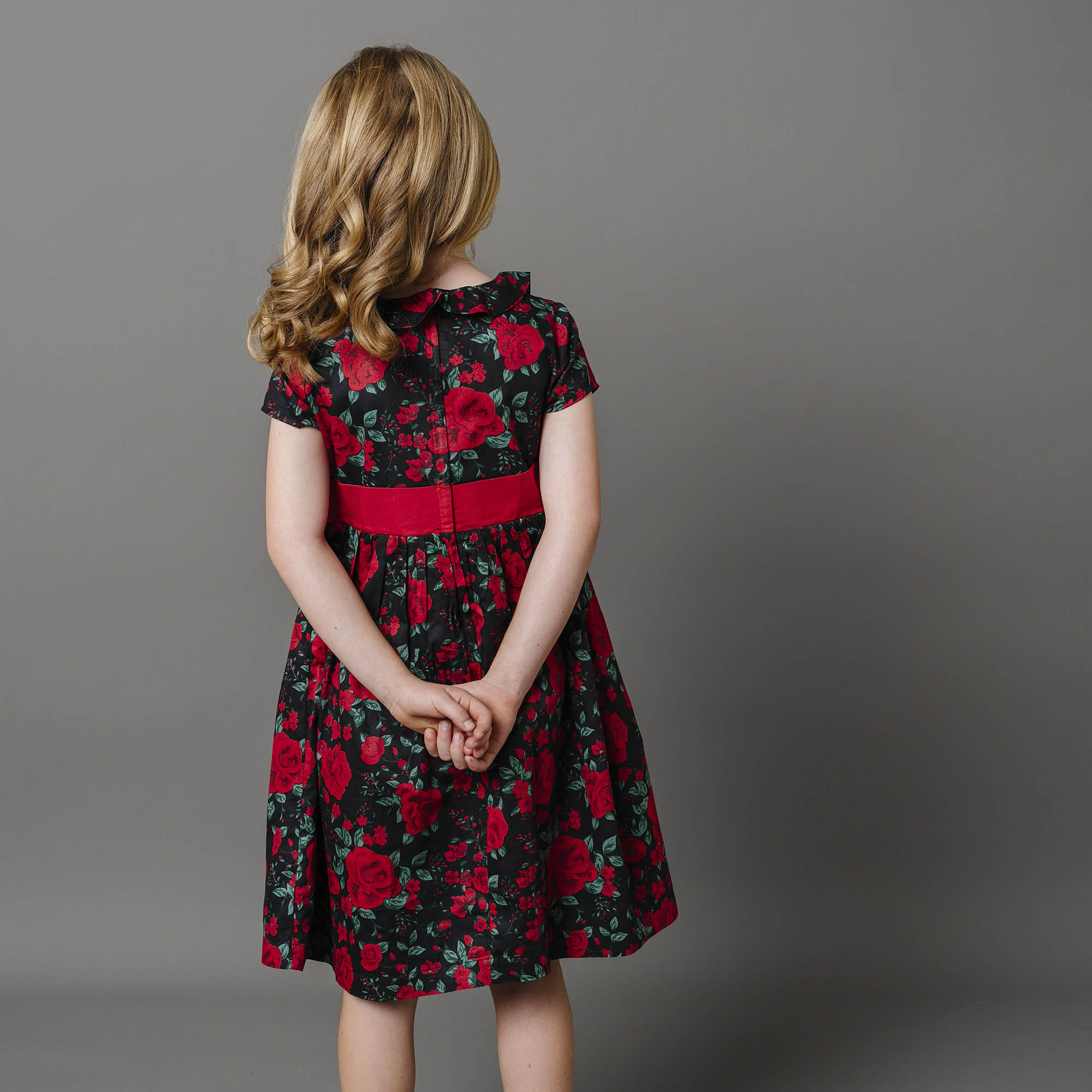 Hope & Henry - Girls Ruffle Collar Organic Party Dress - 4 / Black Holiday Rose Hope & Henry - Girls Ruffle Collar Organic Party Dress - 4 / Black Holiday Rose