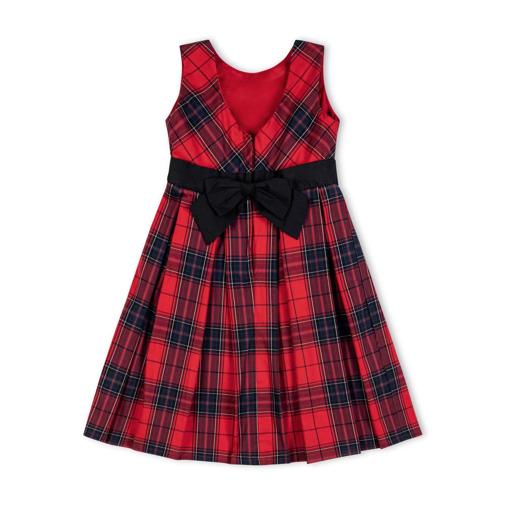 Organic Pleated Party Dress 4 / Red Holiday Plaid Organic Pleated Party Dress 4 / Red Holiday Plaid