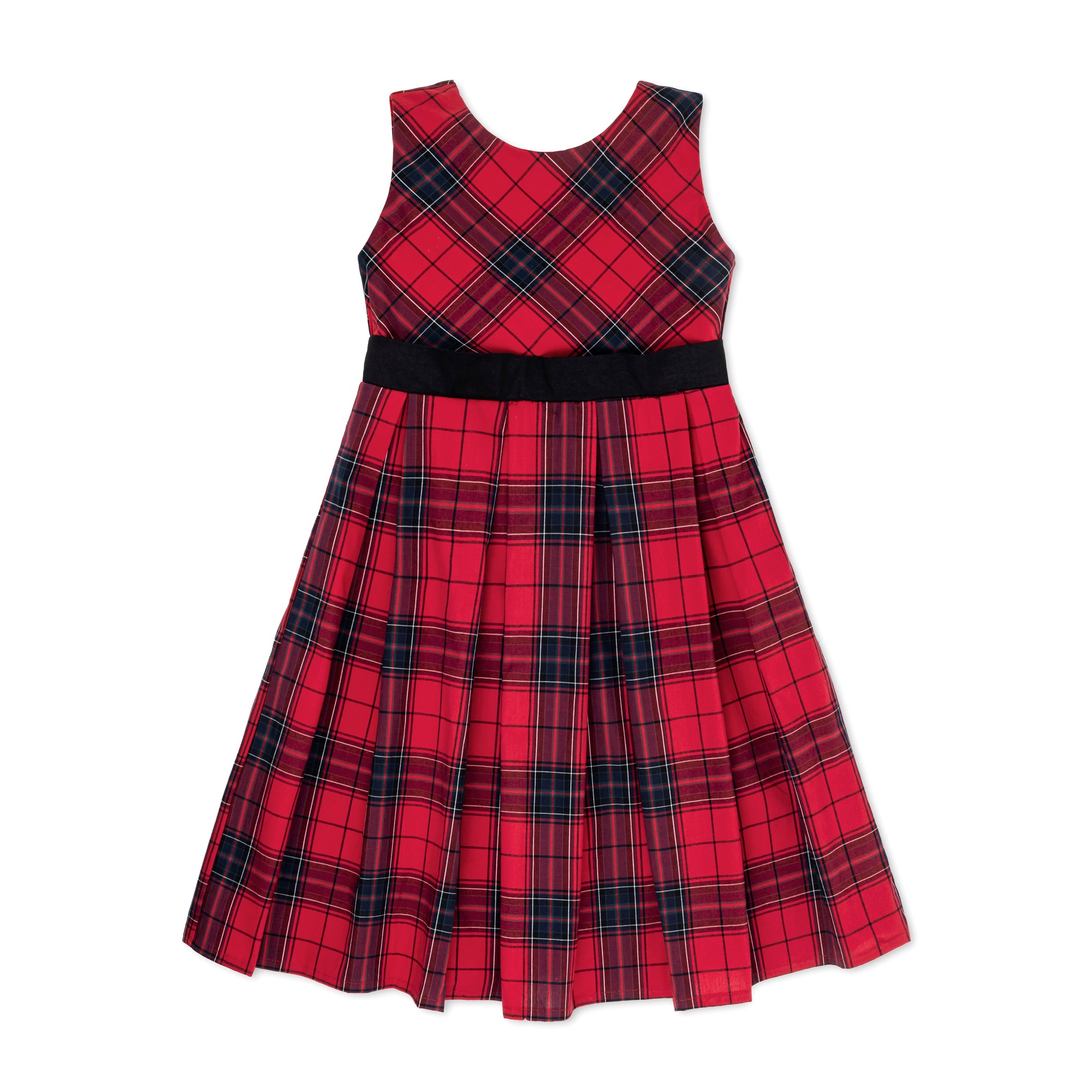Organic Pleated Party Dress 4 / Red Holiday Plaid Organic Pleated Party Dress 4 / Red Holiday Plaid
