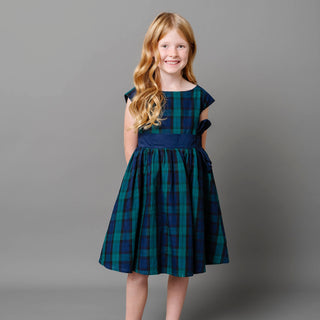 Cap Sleeve Organic Party Dress with Bow Sash