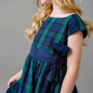 Cap Sleeve Organic Party Dress with Bow Sash