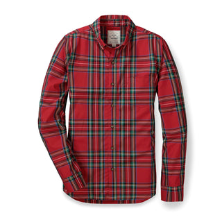 MENS Red Holiday Tartan Organic Stretch Poplin Shirt