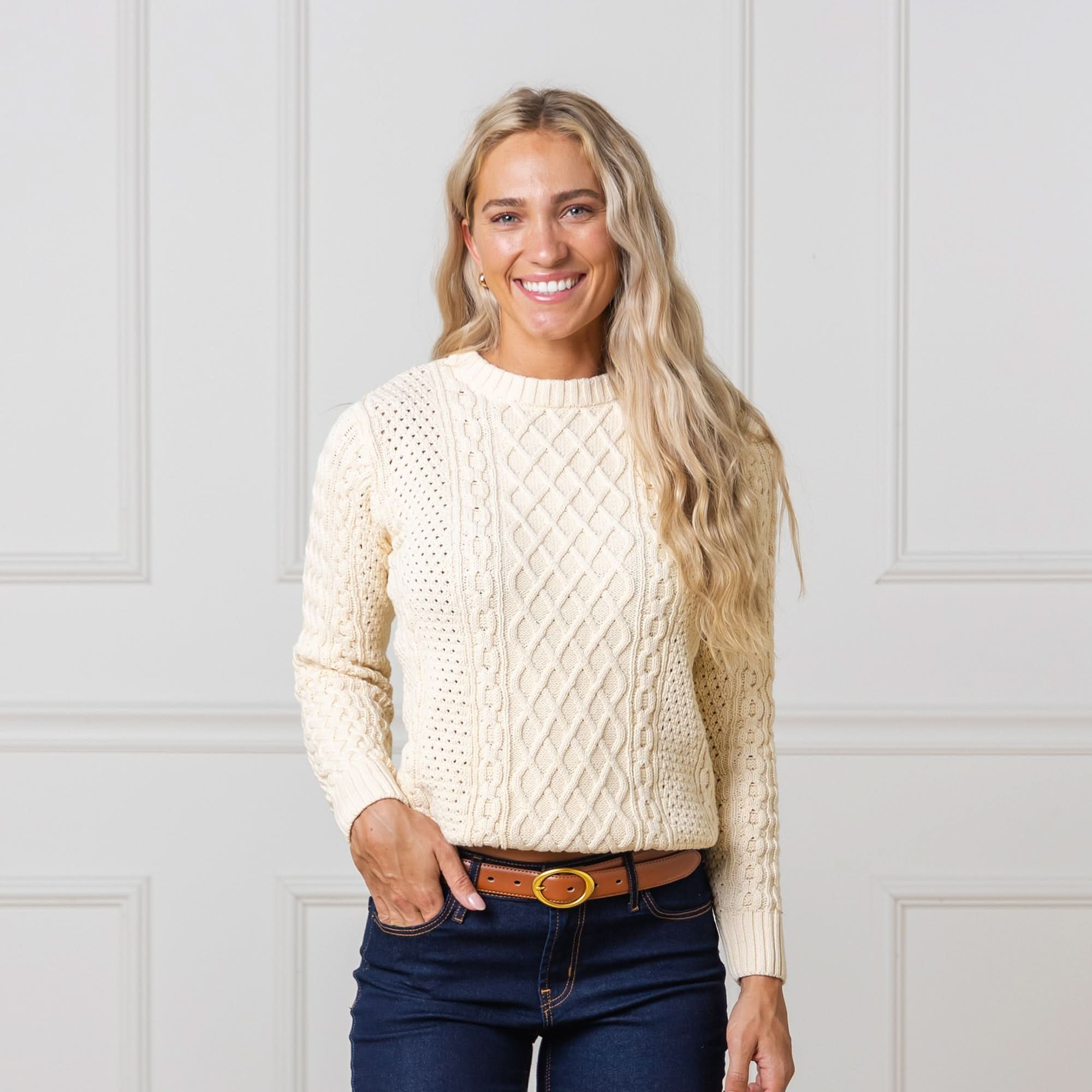 Cream sale fisherman sweater