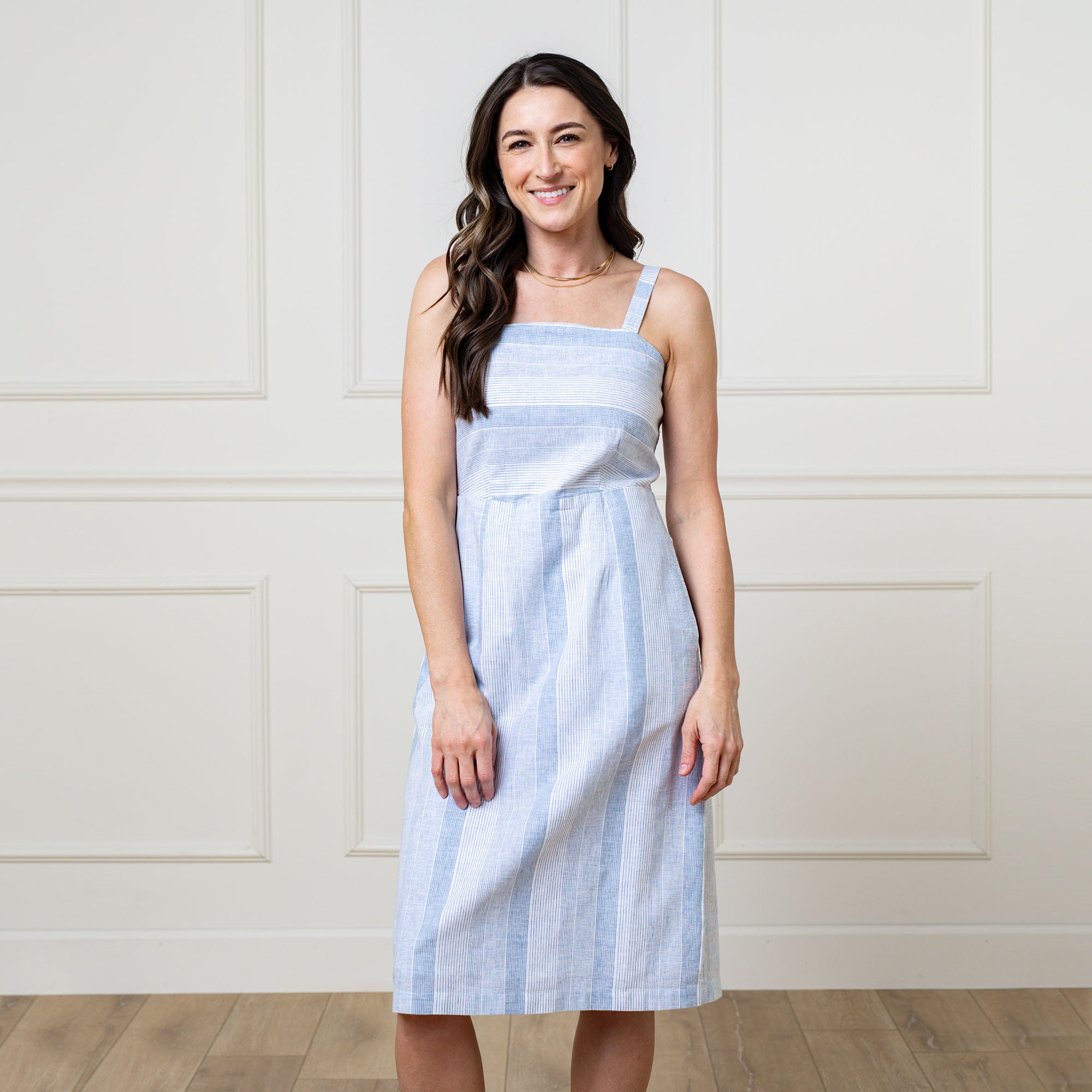 Linen Sheath Dress 10 / Blue Ombre Stripe Linen Linen Sheath Dress 10 / Blue Ombre Stripe Linen