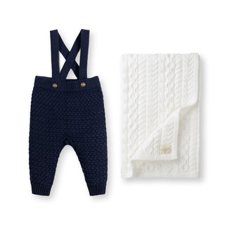 Sweater Overall & Cable Knit Blanket Gift Set