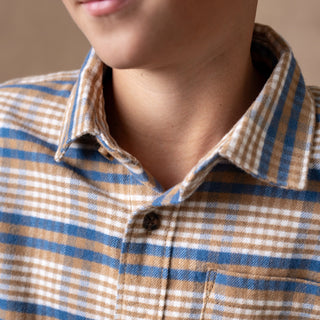 Organic Flannel Shirt with Elbow Patches