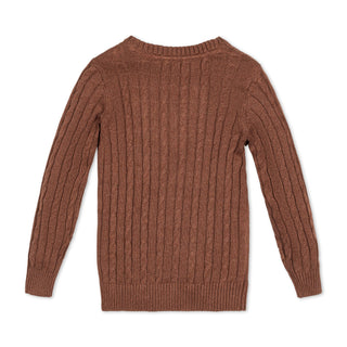 Organic Fine Gauge Cable V-Neck Sweater - Baby