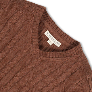 Organic Fine Gauge Cable V-Neck Sweater - Baby